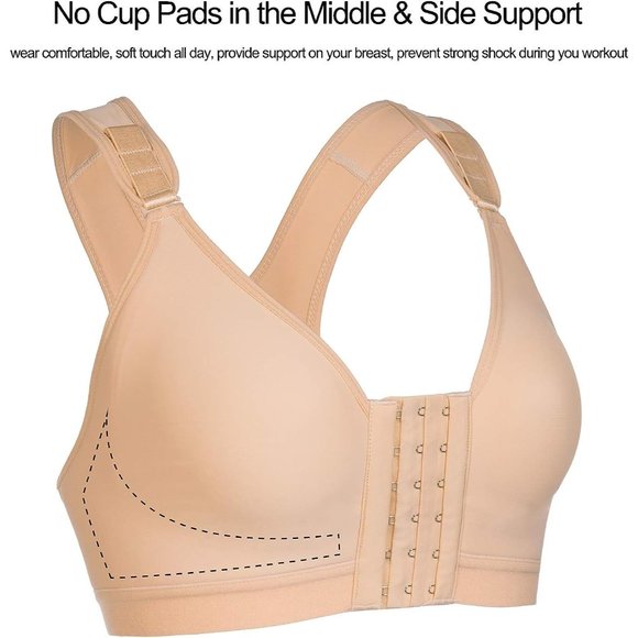 Women Post-Surgical Support Bra Front Closure with Adjustable Straps - Picture 4 of 7